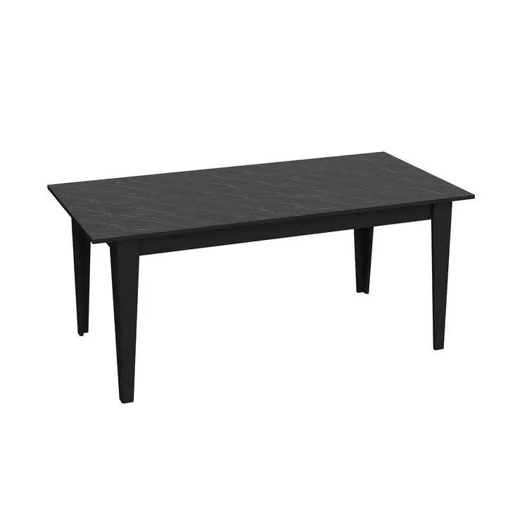 Monikäyttöinen Musta Ruokapöytä 180x76,8x90 cm - Moderni Marmori Kuvio, 100% Melamiinipinnoitettu Lastulevy - Ruokapöydät - 8681875670738 - 1