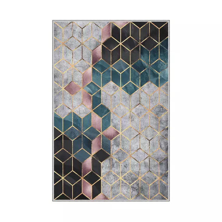 Monivärinen 160x230 cm Konepestävä Antibakteerinen 3D Digitaalipainettu Polyesterimatto - Liukumaton ja Kestävä - Suuret ja keskikokoiset matot - 8682870592568 - 1