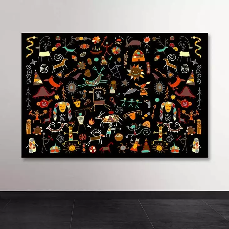 Monivärinen Koristeellinen Canvas-taulu 100x140 cm - 100% Puukehys, Valmiina Ripustettavaksi - Taulut ja kehykset - 8684283062638 - 1