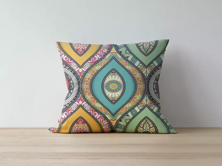 Monivärinen Tyynynpäällinen 43x43 cm - 50% Polyesteri/50% Puuvilla, Digitaalinen Painatus, Konepestävä 30 °C - Koristetyynyt - 8682870195868 - 1