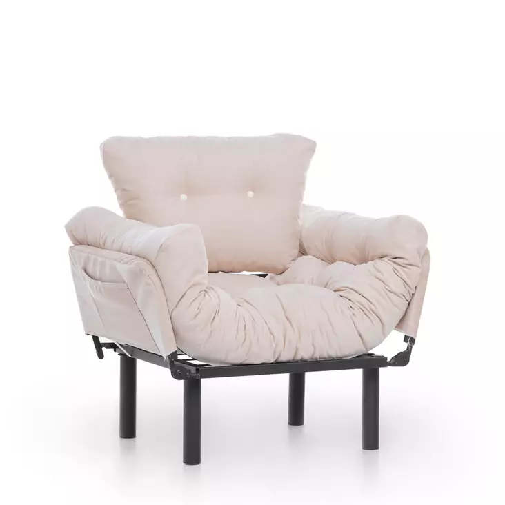 Nojatuoli, kerma, 95 cm leveä, kestävä, mukava - Nojatuolit - 8681875833768 - 1