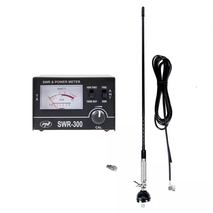 PNI S60 CB antenni, 59 cm, perhosella, 4 m RG58 kaapeli ja PNI SWR-300 heijastusmittari SWR-mittaukseen, musta - PNI tuotteet - 5949066540288 - 1