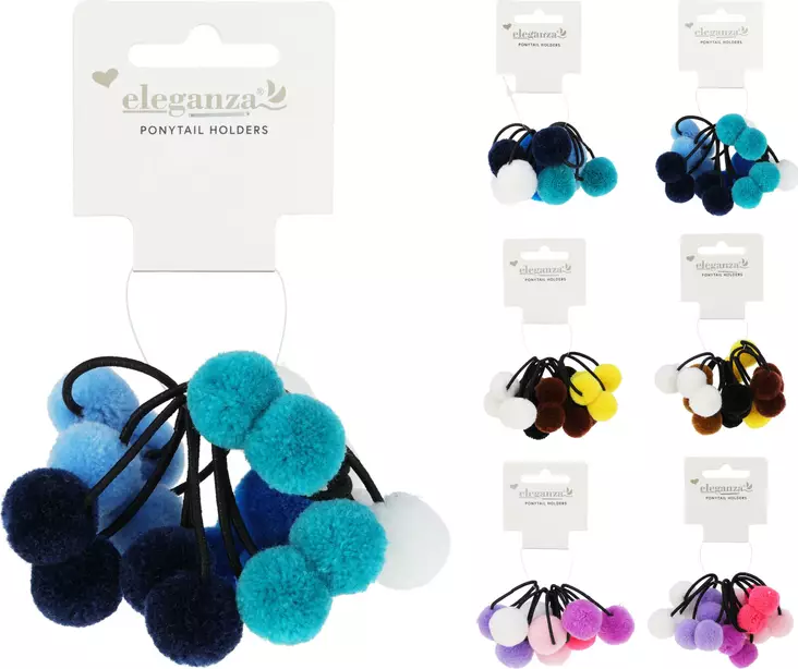 Pompom-hiuslenkit, 10kpl - Kotitaloustavarat - 8721037234368 - 1