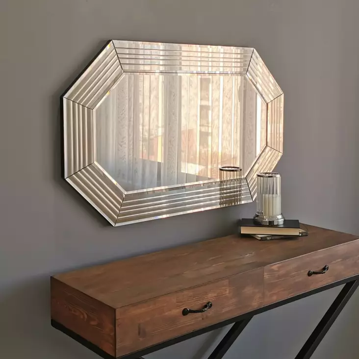 Pronssipeili 100x60 cm - MDF, Säädettävä, Seinäkiinnitys, Assembled, Ylellinen Sisustus, 1 Paketti - Peilit - 8681875708998 - 1