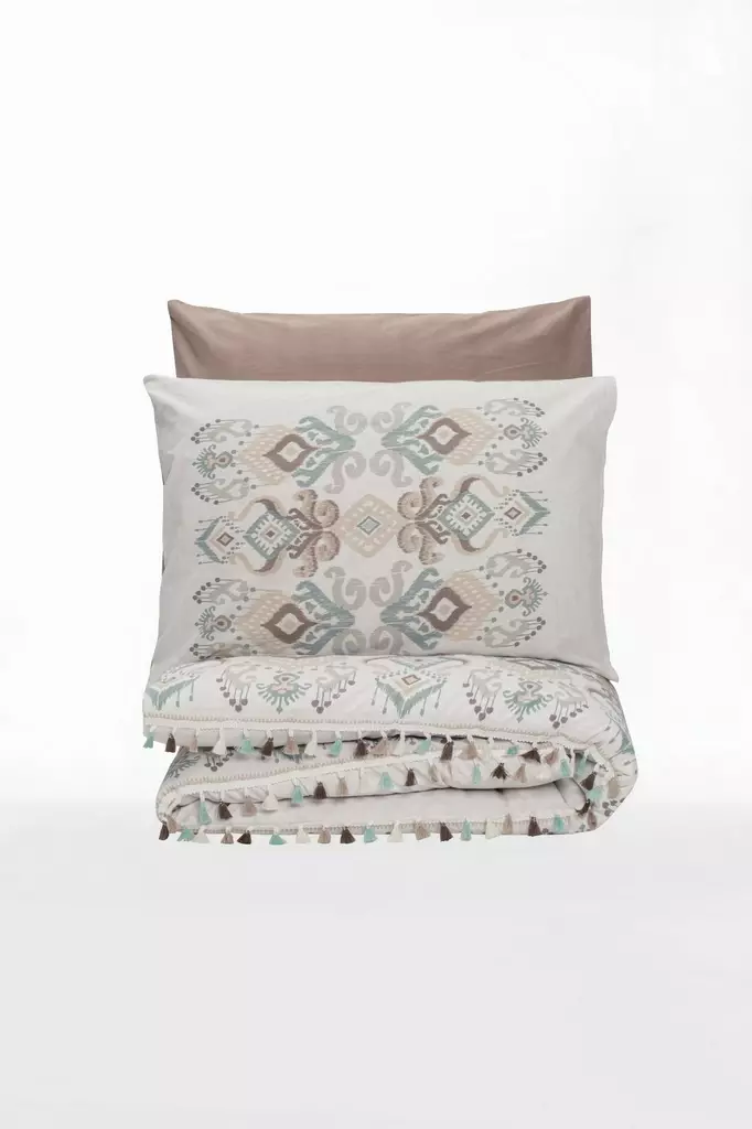 Ranforce parisängyn pussilakanasetti, valkoinen ruskea, 200 x 220 cm, pehmeä, hengittävä - Lakanat ja tyynyliinat - 8683742574538 - 1