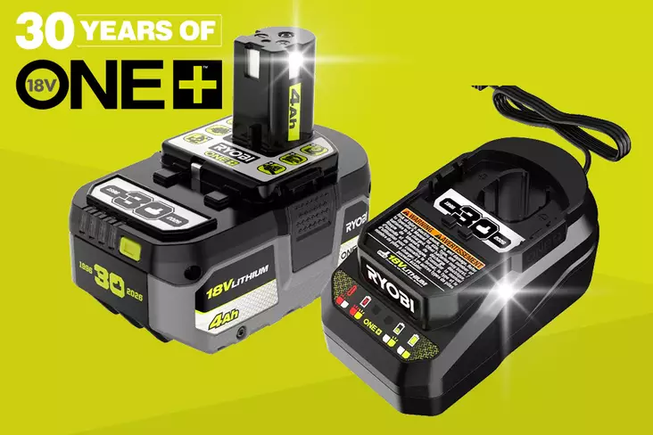 Ryobi ONE+ 18V Aloituspakkaus 4.0Ah Akku & Laturi - 30v Juhlamalli (RC18120B-140X) - Akut ja laturit - 4892210257918 - 1