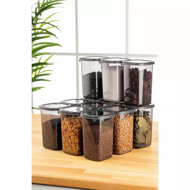 Säilytyslaatikko-setti (12 osaa), antrasiitti, 10 x 10 x 16,5 cm, kestävä, tilava, tyylikäs - Muovilaatikot ja säilytyslaatikot - 8683742868958 - 1