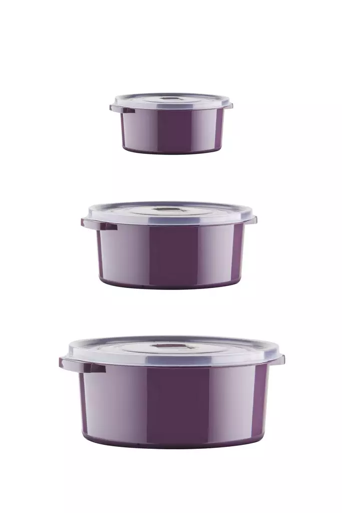 Säilytyslaatikko-setti (12 osaa), violetti, Halkaisija: 22 x 9,5 cm / 2000 ml, BPA-vapaa, kestävä - Muovilaatikot ja säilytyslaatikot - 8683742960768 - 1
