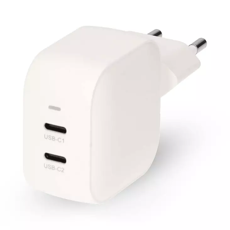 Seinälaturi | 35 W | GaN | PD3.0 | 1.75 / 2.33 / 2.92 / 3.0 A | Lähtöliitäntöjen määrä: 2 | 2x USB-C | Automaattinen Jännitteen Valinta | Valkoinen - Verkkolaturit - 5412810470198 - 1