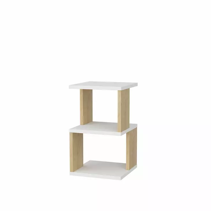 Skandinaavinen Yöpöytä - Valkoinen Tammi, 100% Melamiinipinnoitettu, 18mm, 29,6x29,6x49,4cm, Helppo Kokoaminen - Yöpöydät - 8683743120208 - 1