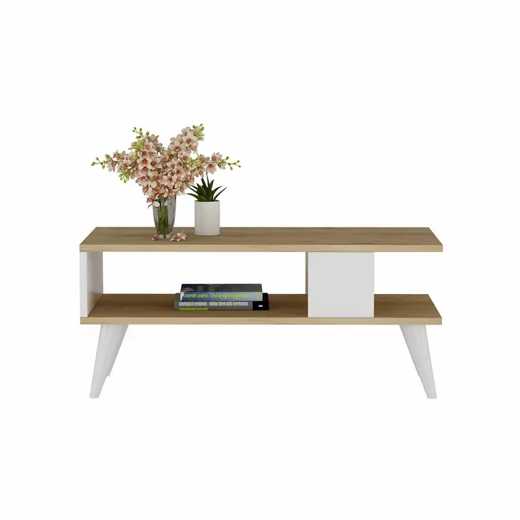 Sohvapöytä - Moderni ja Tyylikäs, Sapphire White, 100% Melamiinipinnoitettu, 90x45x40 cm, Kestävä ja Kompakti - Sohvapöydät - 8683342946148 - 1