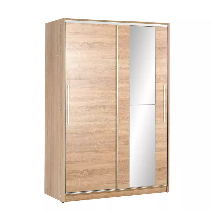 Sonomo-vaatekaappi: Tyylikäs ja kestävä 100% melamiinipinnoitettu liukuovellinen kaappi, 120x182x52 cm, useilla hyllyillä - Vaatekaapit - 8682870657878 - 1