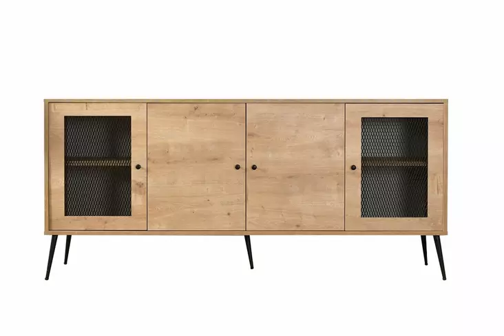 Tammi Konsoli - 100% Pinnoitettu Lastulevy, Metallijalat, Johdon Peite, 180x81x41 cm, 3 Pakettia - Lipastot ja senkit - 8684282533238 - 1