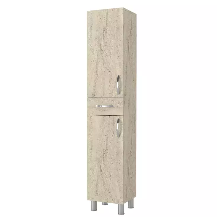 Travertiini Kylpyhuonekaappi - 100% Melamiinipinnoitettu - 35x179x31,3 cm - Useita Hyllyjä - Seinään Kiinnitettävä - Kylpyhuonekalusteet - 8684283018208 - 1