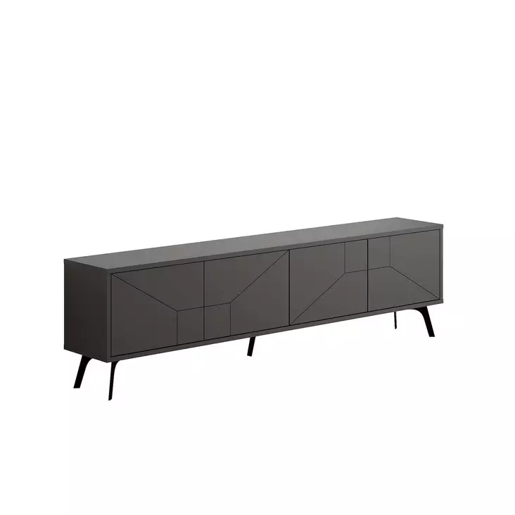 TV-taso Anthracite 180x50x29,6 cm - 100% Melamiinipinnoitettu Lastulevy, Pehmeästi Sulkeutuvat Saranat, Metallijalat - TV-tasot - 8684283133888 - 1