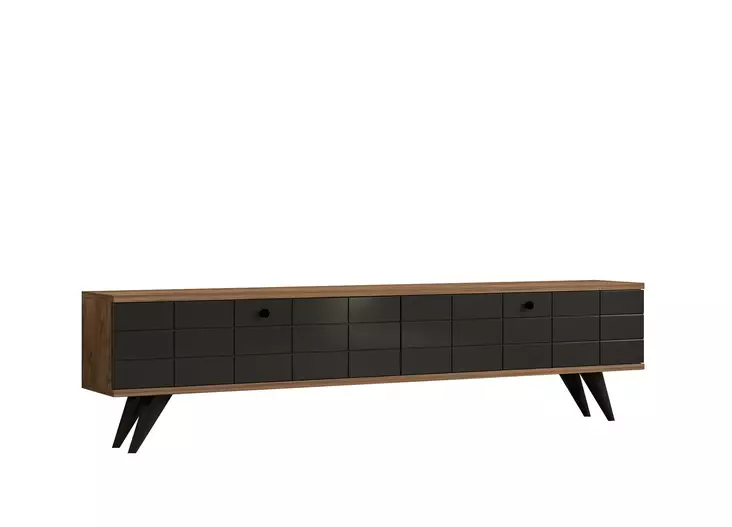 TV-taso, Huonekalut, Atlantic Pine Antracite, 100% Melamiinipinnoitettu Lastulevy, 160x35x25 cm, Useita Hyllyjä, Lisäsäilytys - TV-tasot - 8684282618188 - 1