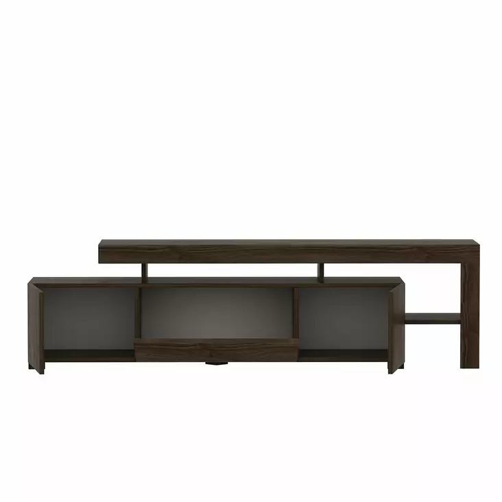 TV-taso, saksanpähkinä, 192 cm leveä, kestävä, LED-valaistu - TV-tasot - 8683743316038 - 1