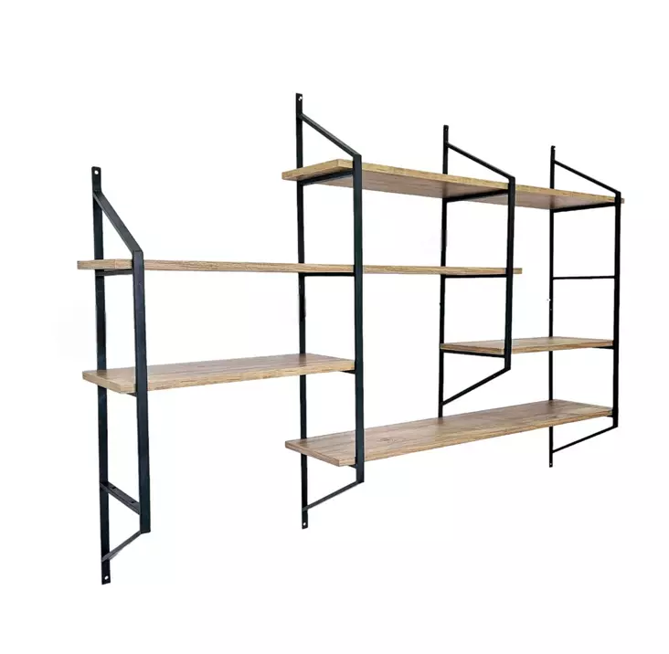 Tyylikäs ja Kestävä Musta Atlantic Pine Seinä Hylly 180x120x28 cm - 100% Melamiinipinnoitettu Lastulevy ja Metalli - Huonekalut - 8683742109808 - 1