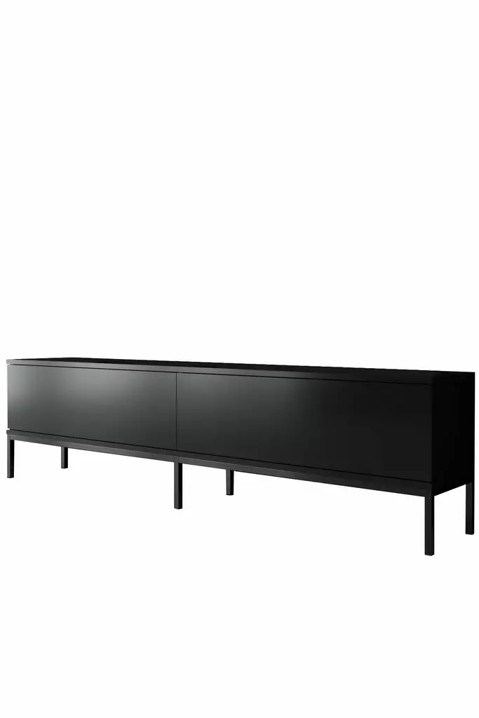 Tyylikäs Musta Olohuoneen Kalustesetti - 100% Melamiinipinnoitettu, Metallijalat, TV-taso 180cm, Konsoli 150cm, Pöytä 90cm - Huonekalut - 8684282484288 - 1