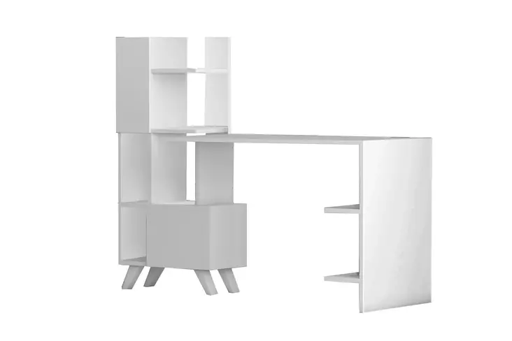 Valkoinen Opiskelupöytä - 100% Melamiinipinnoitettu Lastulevy, 120x73x60 cm, Kestävä ja Tyylikäs, 2 Pakettia - Työpöydät - 8683742963318 - 1