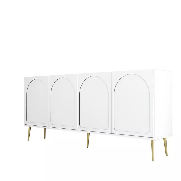Valkokultainen Konsoli 180x80x35 cm - 100% Melamiinipinnoitettu Lastulevy, 3 Pakettia, Helppo Kokoaminen - Lipastot ja senkit - 8684282640158 - 1