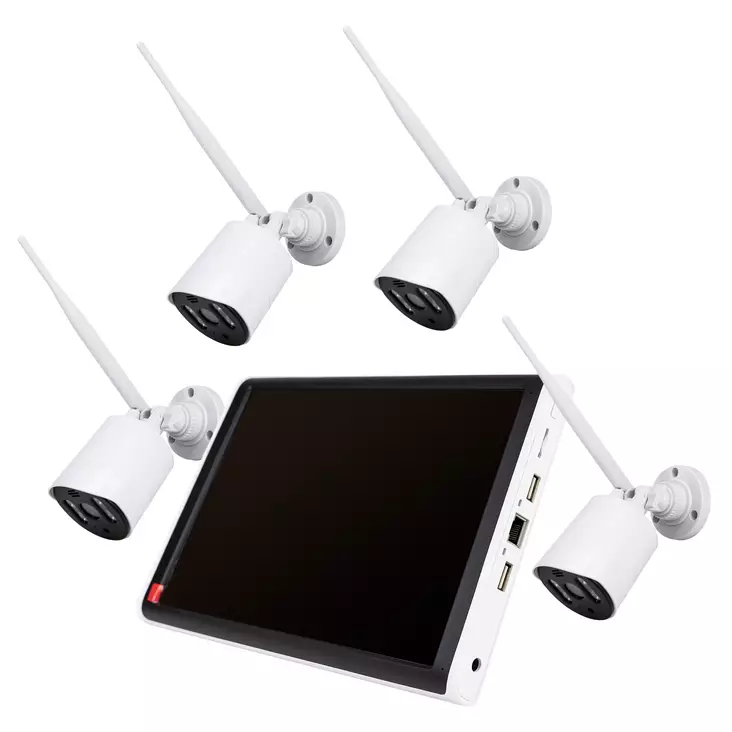 Videovalvontasarja PNI House WiFi663 NVR LCD:llä ja 4 langattomalla ulkokameralla 3MP, P2P, IP66 - PNI tuotteet - 5949066528668 - 1