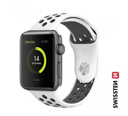 Apple Watch ranneke | Platina/Musta | 42-49 mm | Silikoni | Swissten - Älykellot ja aktiivisuusmittarit - 8595217485099 - 1