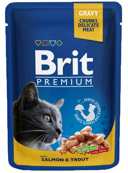 Brit Cat lohi-taimen kastikkeessa 100 g - Märkäruoka - 8595602505999 - 1