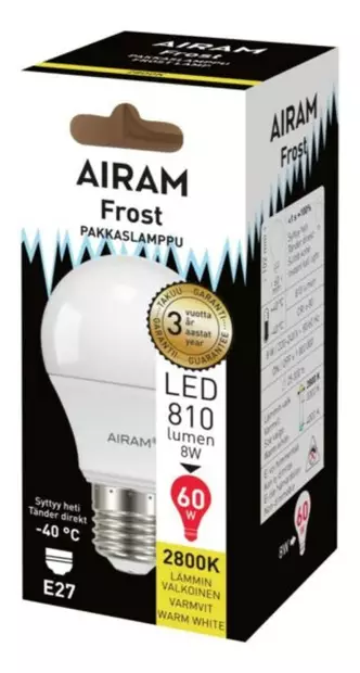 Airam LED 9,5 W pakkaslamppu E27 - Lamput ja loisteputket - 6435200203779 - 2