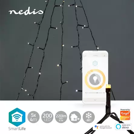 SmartLife Jouluvalot | Puu | Wi-Fi | Lämmin Valkoinen | 200 LED's | 20.0 m | 5 x 4 m | Android / IOS - Koristevalot - 5412810404339 - 5