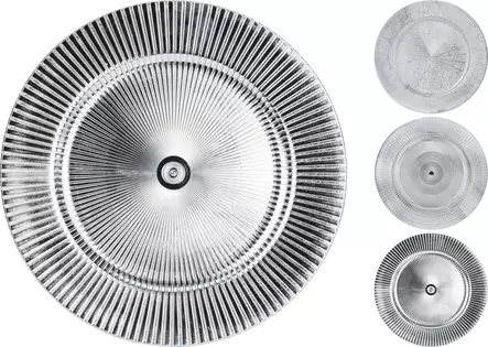 Hopeinen metallinhohtoinen tarjoilulautanen 33?cm – tyylikäs koriste- ja kattauselementti kotiin - Kynttilät ja lyhdyt - 8719987118319 - 1