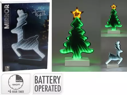 Led peilirein­dek­oraatio 26?cm – joulun infinity mirror -valo, ajastin 6/18?h, paristokäyttöinen - Jouluvalot - 8721037209489 - 1