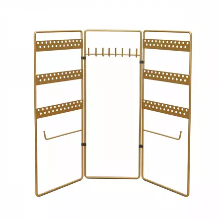 Kultainen Korutelinejärjestäjä - Tyylikäs Metalliteline 45x40 cm - Korujen Säilytysratkaisu - Minimalistinen Kokoaminen - Koristeet, koriste-esineet - 8684282617839 - 1