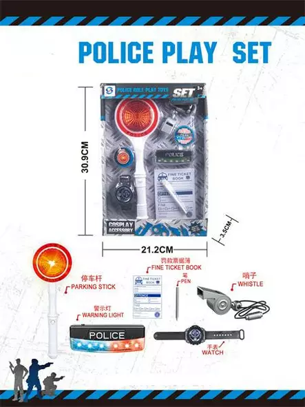 Pikkupoliisin työvälineet - vilkkuva hälytysvalo ja sakkovihko 3+ - Lasten työkalut ja ammattilelut - 6438484016929 - 1