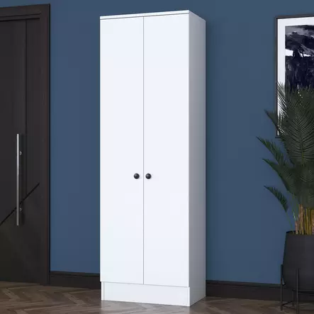 Valkoinen Hall Stand - Tyylikäs ja Toimiva Säilytysratkaisu - 100% Melamiinipinnoitettu E1 Laatu - 59,8x182,8x37,5 cm - Eteiskaapit - 8683743764549 - 2
