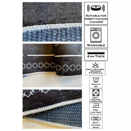 Valkoinen Konepestävä Antibakteerinen Matto 100x100 cm - Puuvilla/Polyesteri, Digitaalinen Painatus, Liukumaton Alapuoli - Pyöreät matot - 8683743502349 - 1