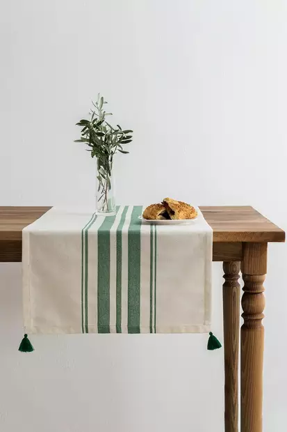 Vihreä Puuvilla-Polyesteri Juoksija 50x150 cm - Konepestävä, Helppohoitoinen, Ei Silitystä Tarvitseva Keittiötekstiili - Pöytäliinat ja tabletit - 8684282835929 - 2