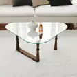 100% Pyökki Pöytä, 6mm, Temperoitu Lasi, Saksanpähkinä, 96x41x81 cm, Assembled, 2 Pakkausta, Tyylikäs ja Kestävä - Pöydät - 8682870558519 - 5