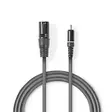 Balansoimaton Audiojohto | XLR 3-Pin uros | RCA Uros | Niklattu | 3.00 m | Pyöreä | PVC | Tummanharmaa | Pahvikotelo - Audiokaapelit - 5412810295449 - 1