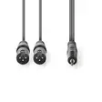 Balansoitu Audiojohto | 2x XLR 3-Pin uros | 3.5 mm uros | Niklattu | 1.50 m | Pyöreä | PVC | Tummanharmaa | Pahvikotelo - Audiokaapelit - 5412810295869 - 10