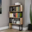 Walnut-värinen Kirjahylly, 100% Melamiinipinnoitettu Lastulevy, Metallirunko, 80x128x22 cm, Kiinnitettävä Seinäasennus - Kirjahyllyt - 8681875342109 - 2