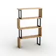 Walnut-värinen Kirjahylly, 100% Melamiinipinnoitettu Lastulevy, Metallirunko, 80x128x22 cm, Kiinnitettävä Seinäasennus - Kirjahyllyt - 8681875342109 - 3