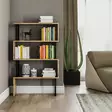 Walnut-värinen Kirjahylly, 100% Melamiinipinnoitettu Lastulevy, Metallirunko, 80x128x22 cm, Kiinnitettävä Seinäasennus - Kirjahyllyt - 8681875342109 - 1