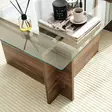 Walnut-värinen sohvapöytä: 100% karkaistu lasi, melamiinipinnoitettu runko, 105x40x65 cm, tyylikäs ja kestävä - Sohvapöydät - 8683342979139 - 5