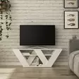 TV-taso, Valkoinen, 100% Melamiinipinnoitettu Lastulevy, 18mm, 110x40x30cm, Useita Hyllyjä, Kiinnitettävissä Seinäkiinnitys - TV-tasot - 8681875101119 - 1
