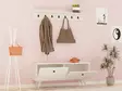 Tyylikäs Valkoinen Eteisteline - 100% Melamiinipinnoitettu - Monikäyttöinen Ripustusteline ja Hyllyt - 113x48,5x35 cm - Huonekalut - 8683342460729 - 2