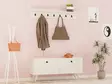 Tyylikäs Valkoinen Eteisteline - 100% Melamiinipinnoitettu - Monikäyttöinen Ripustusteline ja Hyllyt - 113x48,5x35 cm - Huonekalut - 8683342460729 - 1