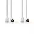 Coax & Cat6 yhdistelmäkaapeli | IEC (Coax) Uros / RJ45 uros | IEC (Coax) Naaras / RJ45 uros | Niklattu | RG58 | 75 Ohm | Tuplasuojattu | 3.00 m | Pyöreä | PVC | Valkoinen | Label - Antennikaapelit - 5412810426409 - 10