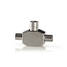Satelliitti- ja antenni-sovitin | 2x koaksiaali uros | IEC (Coax) Naaras | Niklattu | 75 Ohm | T-jakaja | Metalli | Valkoinen | 1 kpl | Laatikko - Antenniliittimet ja adapterit - 5412810265619 - 2