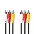 Komposiittivideokaapeli | 3x RCA uros | 3x RCA uros | Niklattu | 480p | 2.00 m | Pyöreä | PVC | Musta | Kirjekuori - HDMI-kaapelit - 5412810280209 - 1